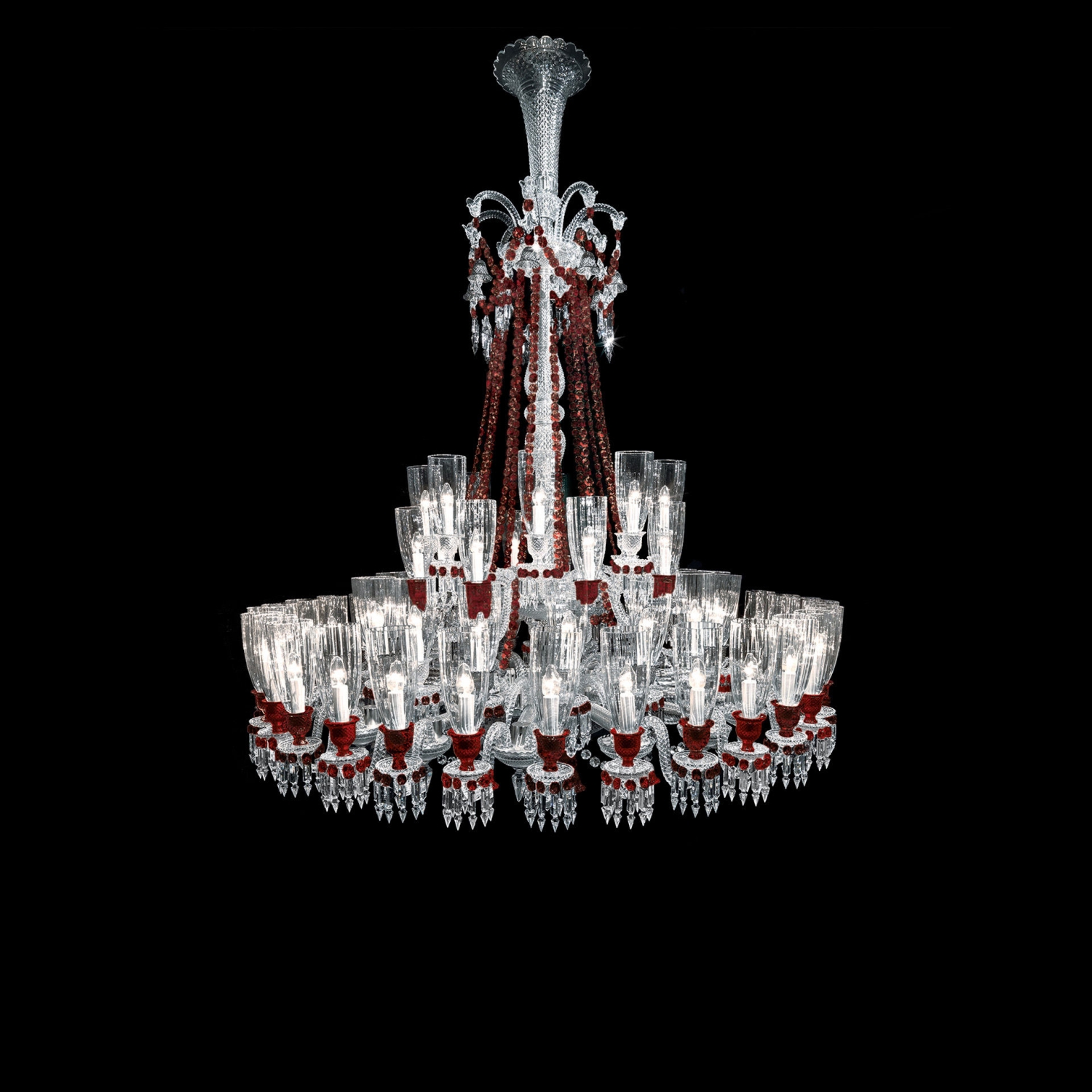 Chandelier Clear And Red 64l Baccarat Zenith 2807120 Chandelier Clear And Red 64 Lights Baccarat