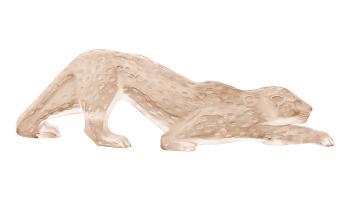 Large zeila panther sculpture in gold luster crystal, large size - Lalique