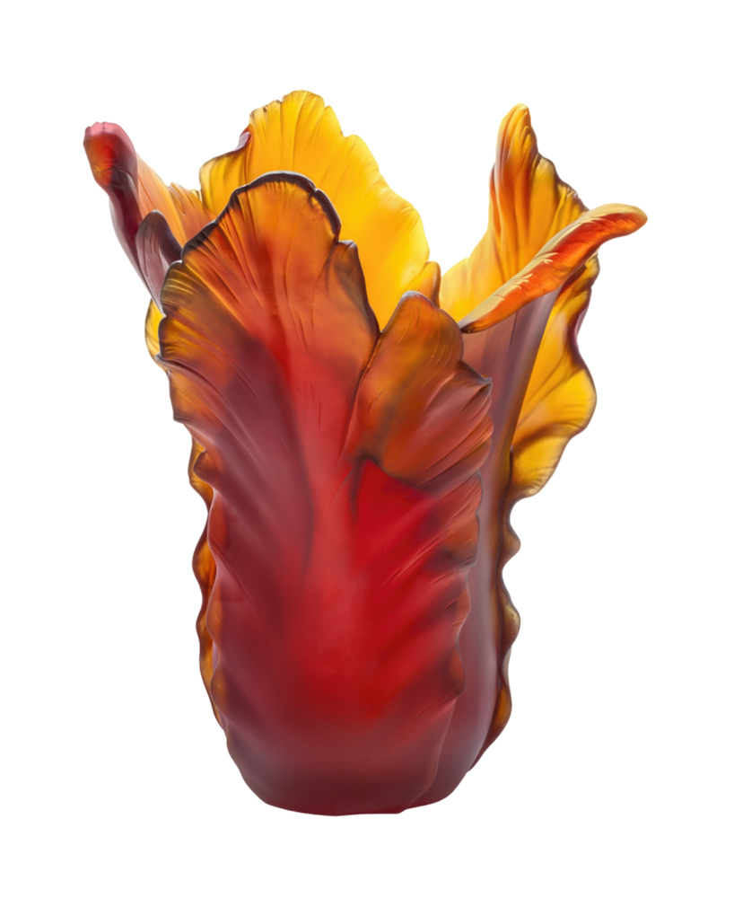 Dark amber tulip magnum vase - Daum