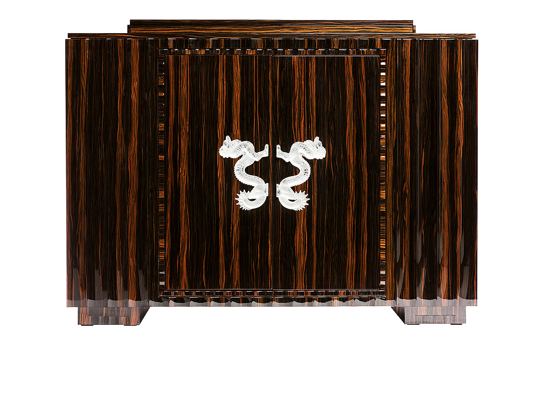 Dragon bar in numbered edition, clear crystal and natural ebony natural ebony - Lalique