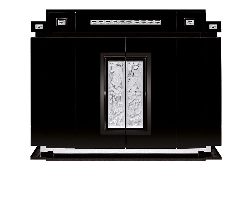 Merles et raisins bar in numbered edition, clear crystal and black ebony black ebony - Lalique
