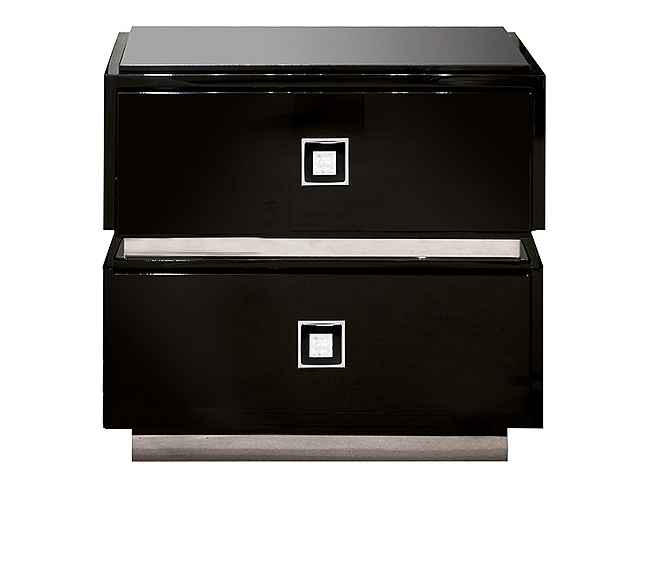 Masque de femme bedside table in numbered edition, clear crystal and black lacquered, small size - Lalique