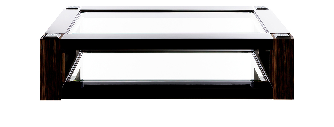 Raisins coffee table in numbered edition, clear crystal, black lacquered and natural ebony - Lalique