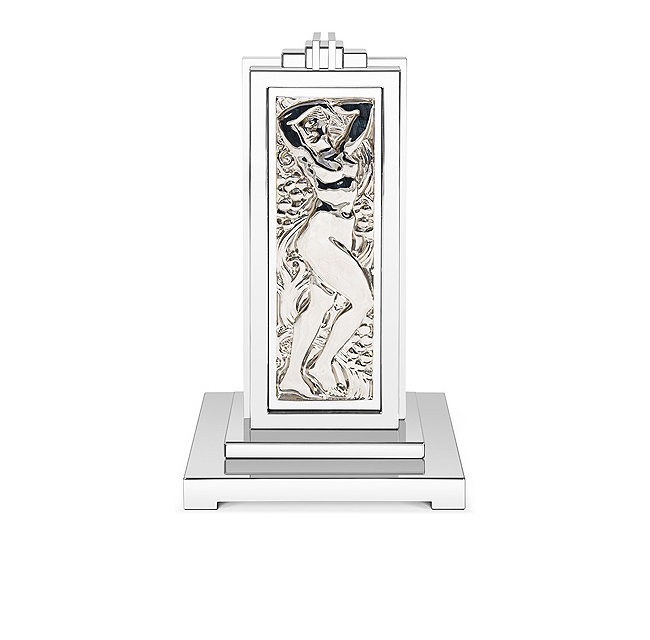 Femme bras levés lamp in numbered edition, clear and chrome crystal, polished steel clear and chrome - Lalique