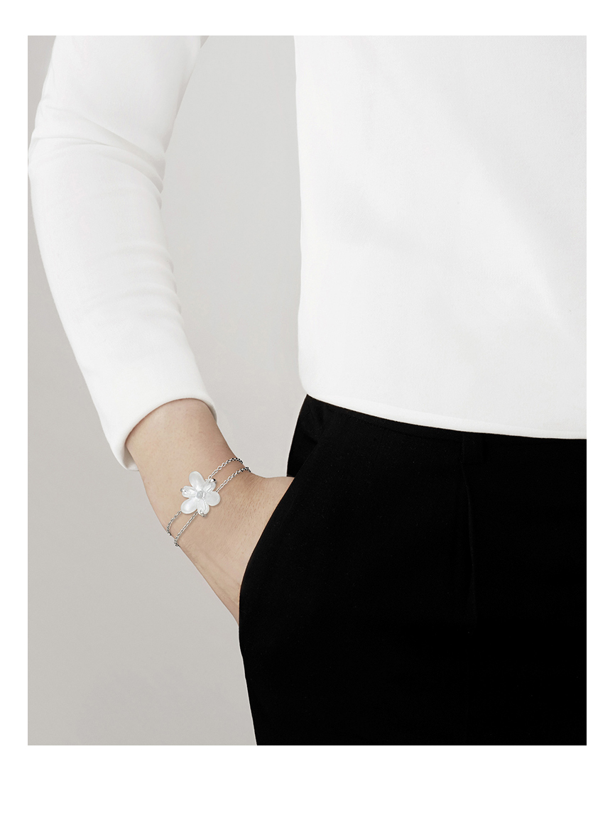 Fleur De Neige Bracelet Clear And Silver Lalique