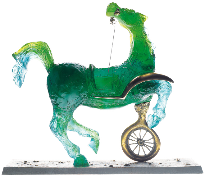 Débris d'une automobile green - Daum