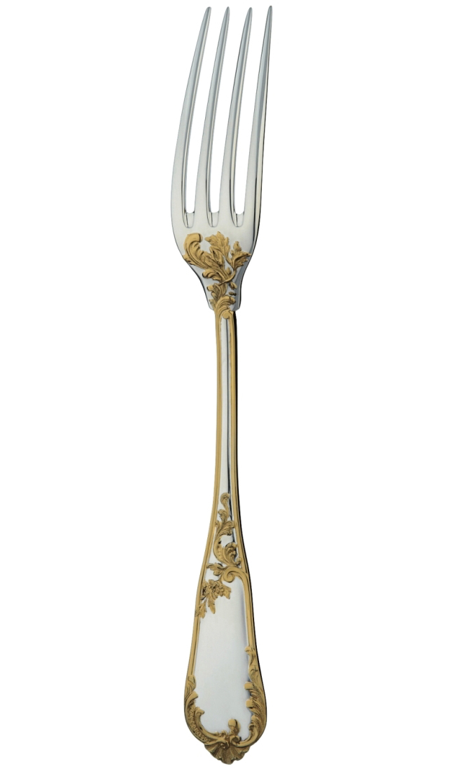 Fish fork in sterling silver and gilding - Ercuis
