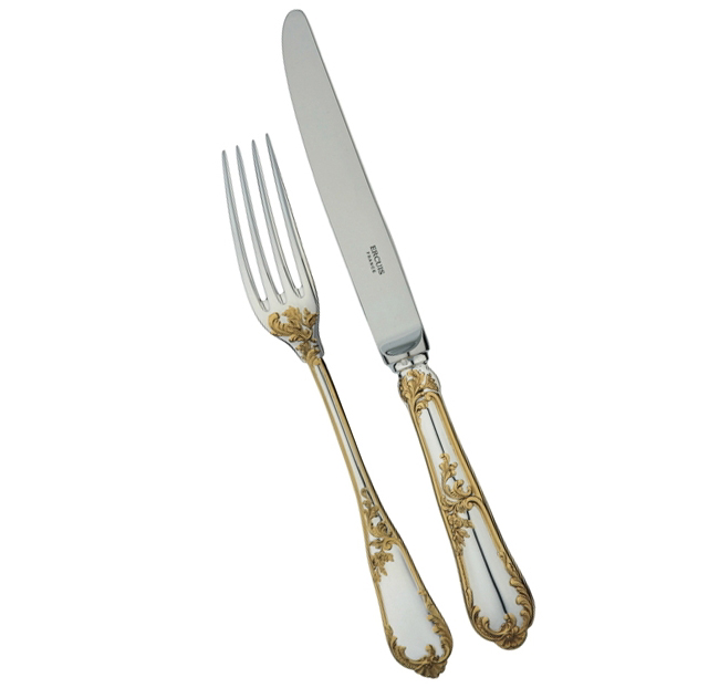 Oyster fork in sterling silver and gilding - Ercuis