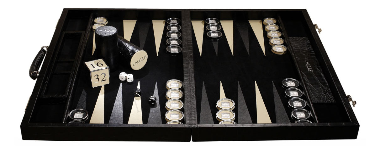 Masque de femme backgammon Leather printed croco black - Lalique