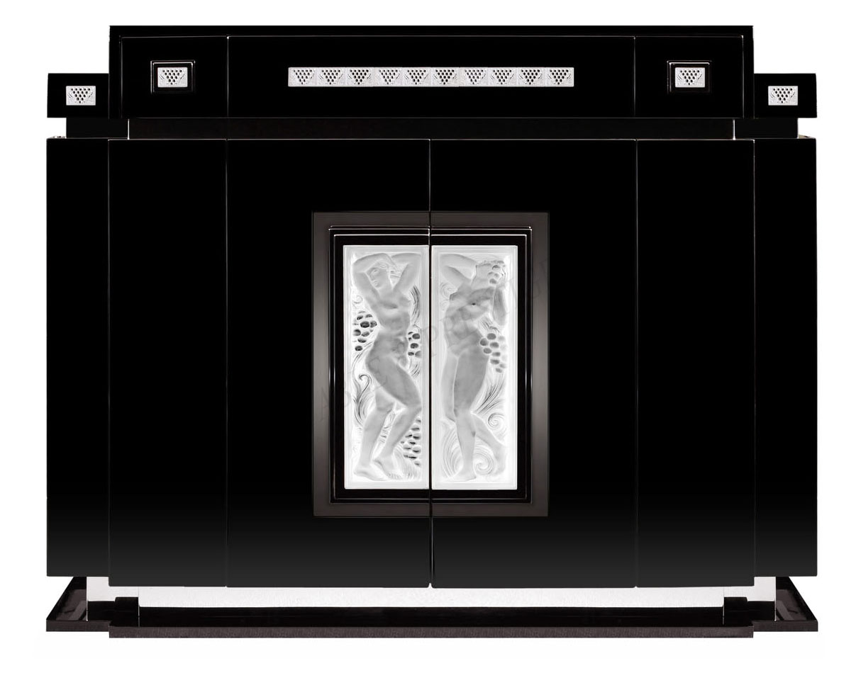 Femme bras lev&eacute;s bar Black Ebony and Clear crystal - Lalique