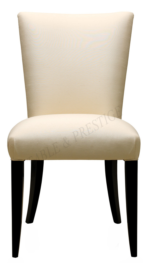 Masque de femme classic dinning chair, no arm Black lacquered &amp; ivory silk and Clear crystal - Lalique
