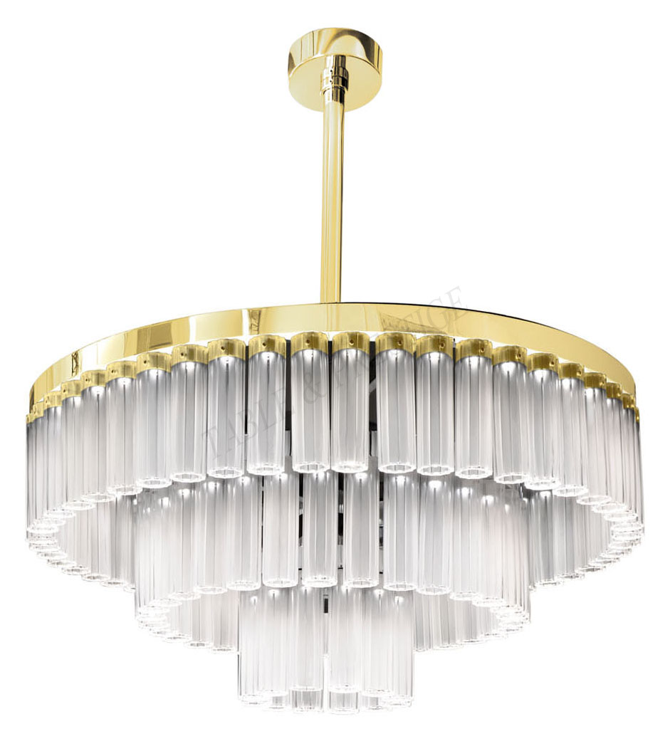 Orgue Chandeliers, 3 tiers Gilded - Lalique