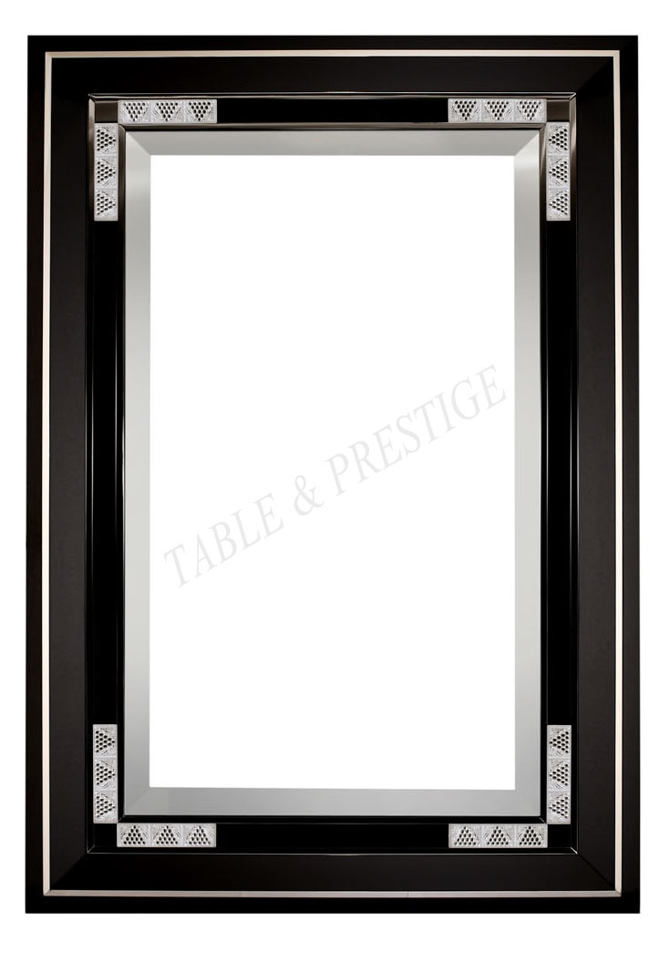 Raisins mirror Black lacquered Clear crystal - Lalique