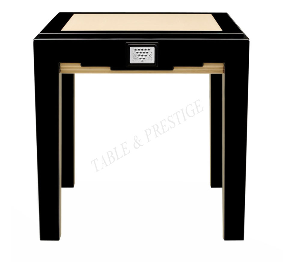 Raisins side table, small size Black lacquered and ivory ash with Clear crystal - Lalique