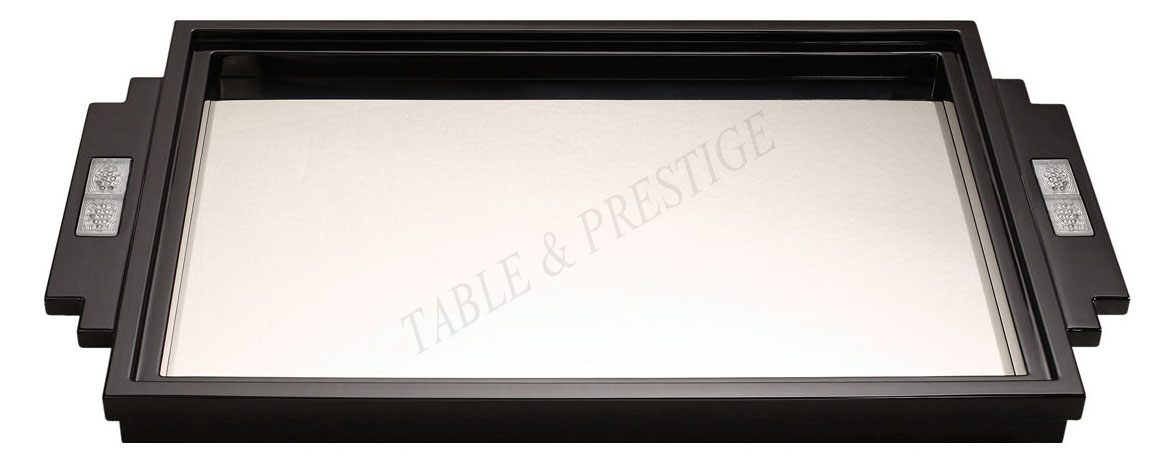 Raisins tray Black lacquered Clear crystal - Lalique