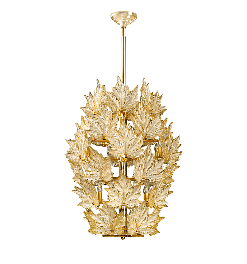 Champs-élysées chandelier in gold luster crystal, gilded finish (6 tiers) - Lalique