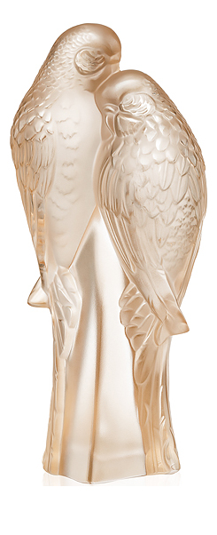 2 parakeets sculpture in gold luster crystal - Lalique