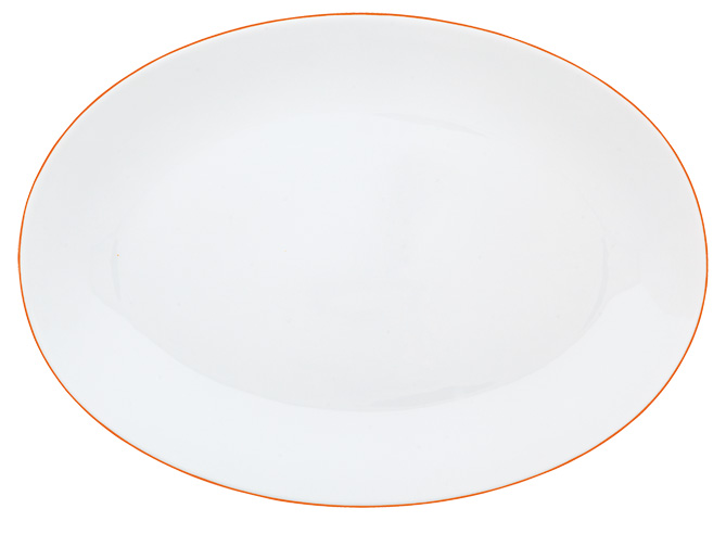 Oval dish large orange apricot - Raynaud