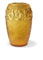 Angelique vase in limited edition (99 pieces), amber crystal gold enamelled amber - Lalique