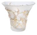 Hirondelles flared vase clear and gold stamped - Lalique