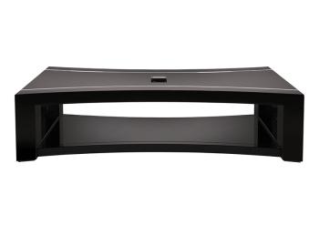 Raisins curved coffee table clear and black lacquered and black glass top - Lalique