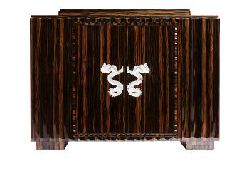 Dragon bar in numbered edition, clear crystal and natural ebony natural ebony - Lalique