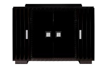 Masque de femme bar in numbered edition, clear crystal and black ebony black ebony - Lalique