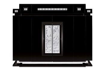 Merles et raisins bar in numbered edition, clear crystal and black ebony black ebony - Lalique