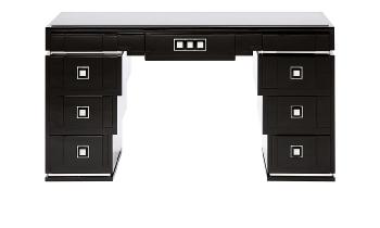 Masque de femme dressing table in numbered edition, clear crystal and black lacquered - Lalique