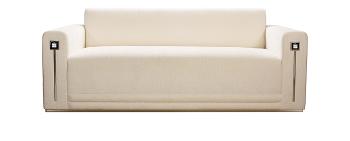 Masque de femme contemporary sofa in numbered edition, clear crystal and ivory silk, medium size - Lalique