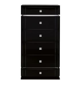 Masque de femme tallboy in numbered edition, clear crystal, polished steel and black lacquered - Lalique