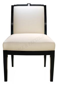 Masque de femme contemporary dinning chair, no arm Black lacquered &amp; ivory silkClear crystal - Lalique