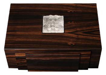 Masque de femme cigar box, 70 cigars Ebony and Clear crystal - Lalique