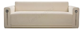 Masque de femme contemporary sofa, large size Ivory silk and Clear crystal - Lalique