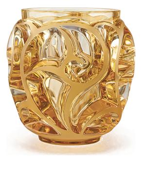 Tourbillons small vase in amber crystal, small size - Lalique