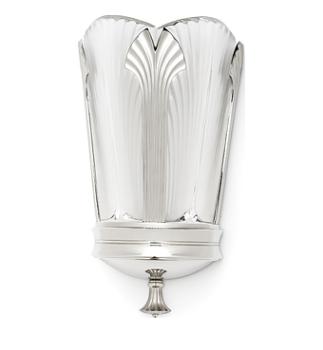 Ginkgo wall sconce in clear crystal, shiny and brushed nickel finish, small size - Lalique